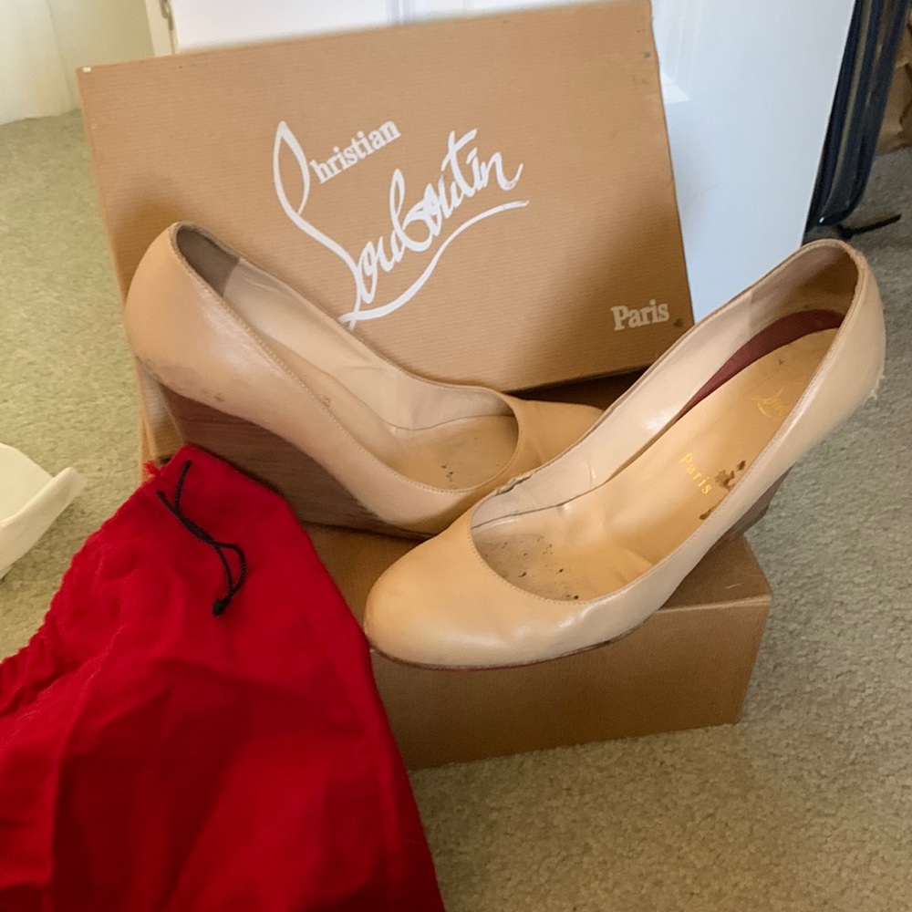 Christian louboutin miss boxe 100 Nappa/cuoio zepp wedge size 9